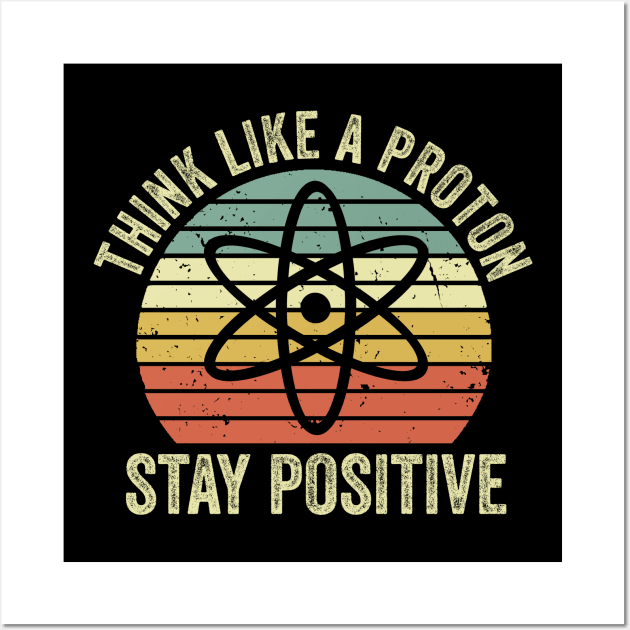 Think Like A Proton Stay Positive Wall Art by Visual Vibes